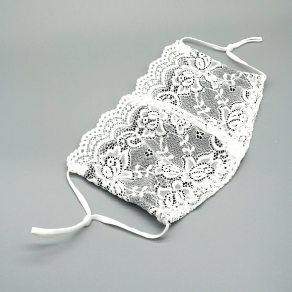 The Myriad Accessories - White Black Lace Face Mask Dust mask Fashion mask